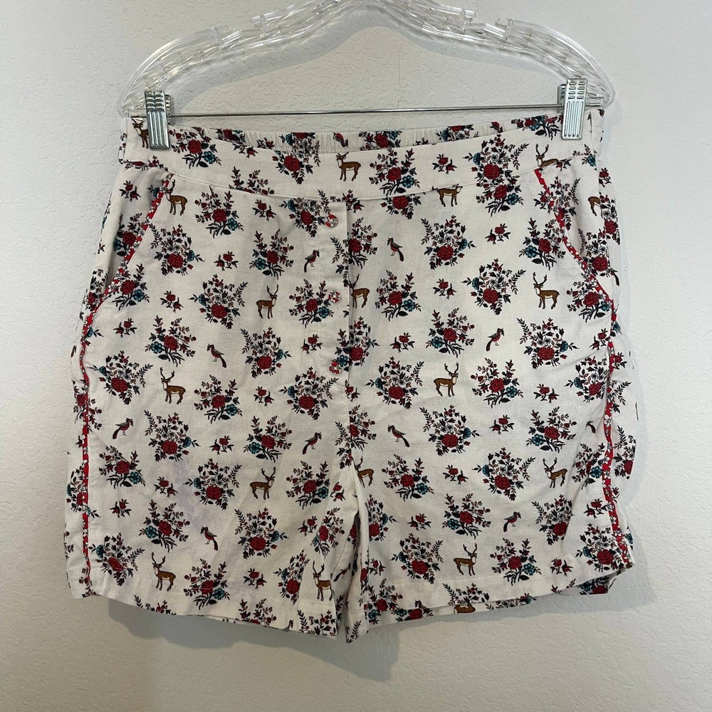 Sundance Floral Print Shorts Deer‎ Bird Cottagecore Casual Cute Medium